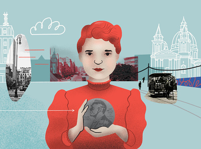 Scene from collage animation about Maria Skłodowska-Curie animacja animated animation art collage animation design dinksy drawing explainer video graphic herstory illustration video explainer