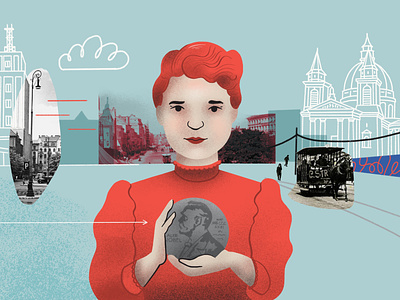 Scene from collage animation about Maria Skłodowska-Curie