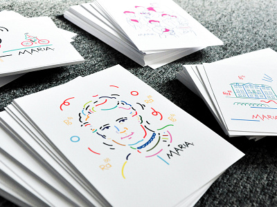 Postcards from project "Marie: an all-time great woman" art design dinksy drawing girlpower graphic illustration illustrations maria curie sklodowska marie sklodowska curie museum postcard science woman womenpower