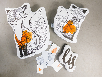 Illustration with foxes for Fifi Studio art branding design dinksy drawing fox foxes graphic illustration illustrations pillow product toy