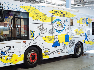 Live drawing on a bus art bus design dinksy drawing graphic handmade illustration illustrations live drawing marker markers typography
