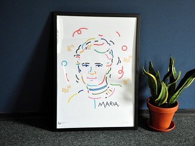 Poster with Marie Sklodowska-Curie art design dinksy drawing graphic handmade illustration illustrations portrait whiteboard