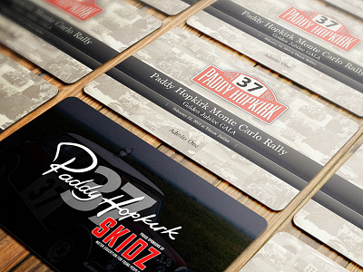 Paddy Hopkirk / Skidz Brand brand business cards design event logo mini mockup racing signature tickets