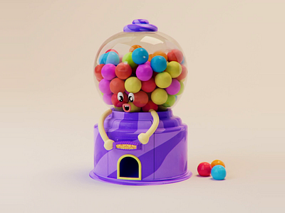 Retroys series #04 - Gumball machine 3d animation character design cinema 4d graphic design gumball machine motion graphics retro