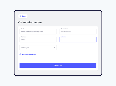 Visitor Check-in Form app check in check in checkin design form management ui ux visitor web