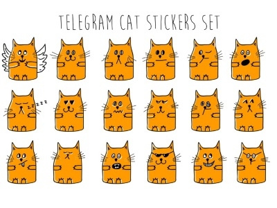 Cat stickers set animal cat messenger set smile sticker telegram