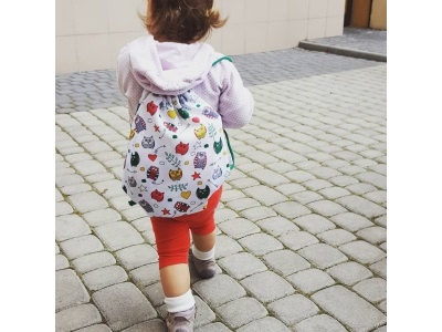 Baby backpack with owl pattern