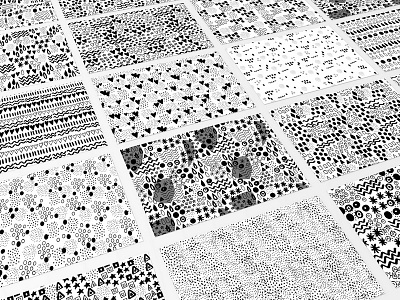 Black and white pattern collection abstract collection hand drawn pattern seamless set