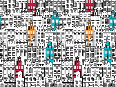 Seamless pattern with old European buildings architecture building europe pattern seamless