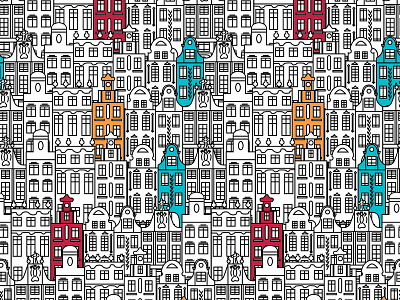 Seamless pattern with old European buildings