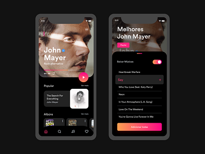 App Music Dark aplicativo app apple colors dark design digital figma flat design iphone music music app music player play player product design stream ui