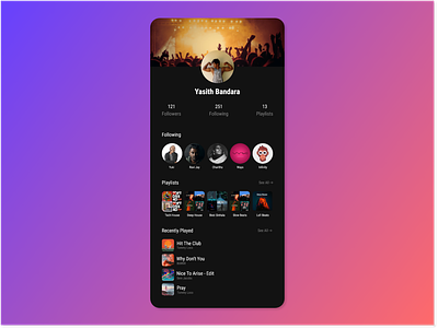 Music Player User Profile app design graphic design music player ui user profile ux