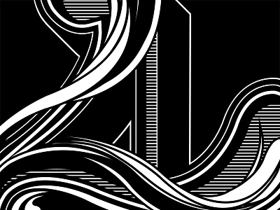 Close Up of 4 black and white drawing illustrator number type typography vector vector art
