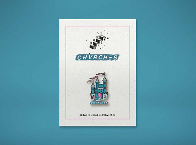 Pin mock-up for Chvrches merch collar with Don't Die Club band band merchandise bandmerch chvrches design enamel pin illustration lauren mayberry pin pin design