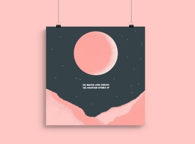 The Mountain Opened Up band band merch design illustration logo moon moon design mountains musician pink procreate purity ring simple mountain vector