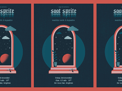 Soot Sprite Tour Poster band band merchandise design galaxy gig poster gig posters illustration keys logo shoegaze space space theme tour poster uk band uk gigs
