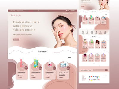 Prettythings - Skincare Website Design branding cosmetics design graphic design illustration interface skincare ui ux web web design website