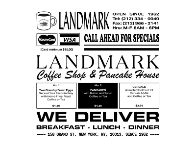 LANDMARK blackandwhite diner lockup nyc restaurant soho typography