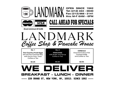 LANDMARK blackandwhite diner lockup nyc restaurant soho typography