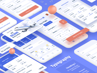 United Airlines App airlines airplane airplane ticket book a flight book a ticket clean app flights isometric app ticket booking