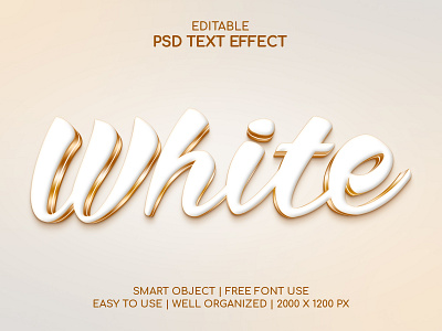 White Editable 3d text with golden effect | Smart Object 3d text 3d typography editable 3d text effect editable text effect golden golden effect graphic design headline headline design smart object typeface typography white