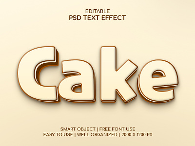Cake Editable 3d text effect | Smart Object