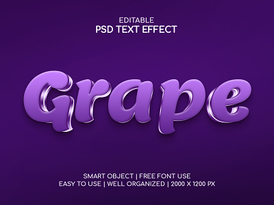 Grape Editable 3d text effect | Smart Object 3d typography editable editable 3d text effect font grape grape text design graphic design headline purple script text text decoration typeface typeset typography