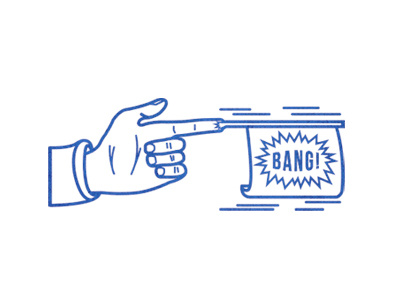 Fingun bang blue fingun gun hand icon illustration logo
