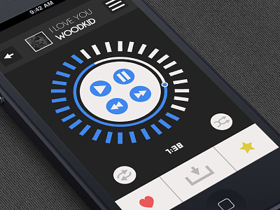 Music Player App application blue flat iphone music player