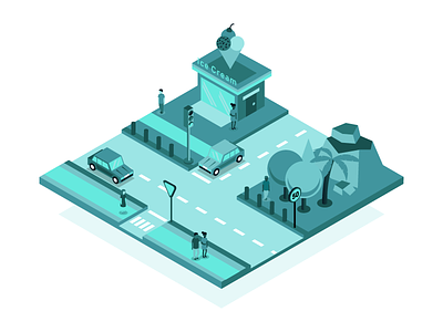 Isometric City Streets 3d building city illustration isometric map signs traffic