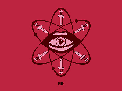 Truth atom eye logo mouth poster sword truth