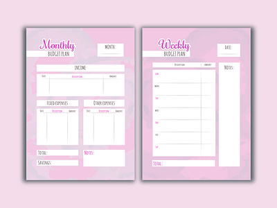 Month-Week Budget Planner budget design illustration monthly pantone pastel planner vector weekly