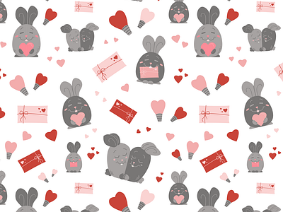 A pattern with rabbits in love. Valentine's Day