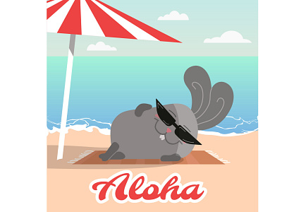 Bunny on the beach. Greetings
