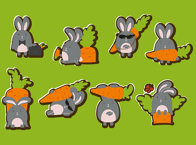 Cute stickers bunny bunny cute design stickers vector