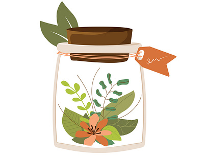 Jar with plants inside eco illustration inside jar plants vector