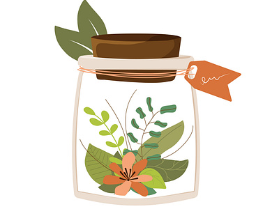 Jar with plants inside