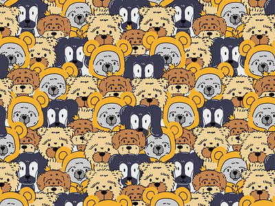 Seamless pattern with hand-drawn dogs dogs hand drawn illustration pattern seamless vector