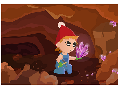 The dwarf in the cave found crystals