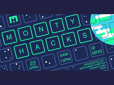Montyhacks Banner banner coding earth hackathon keyboard montyhacks programming stars