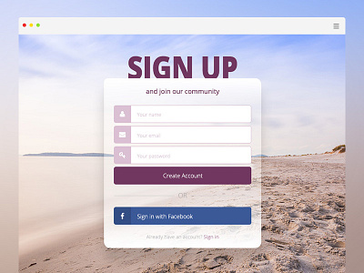 DailyUI #001 - Sign Up 001 create account dailyui form join screen sign in sign up ui ux