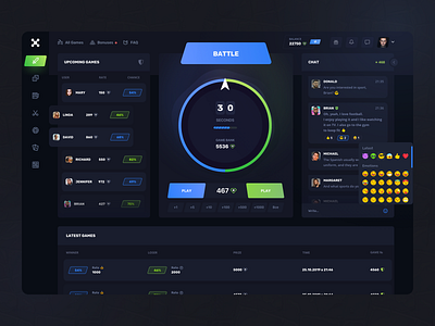 Roulette Gaming: Battle page bet bets casino dark ui dashboard finance gambling game design interaction interface product design service statistics team ticket trending typography ui ux web design