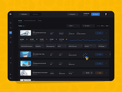 Surfe: My ads business colorful creative dark dark mode dashboard filters finance fintech interface investment landing marketing mobile platform redesign shop system ui ux