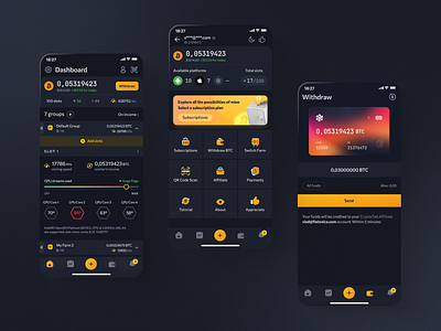 CryptoTab Farm Redesign app bank bitcoin blockchain coin crypto cryptocurrency dark mode dark theme dashboard ecommerce exchange finance interface layout mobile app nft product design swap wallet