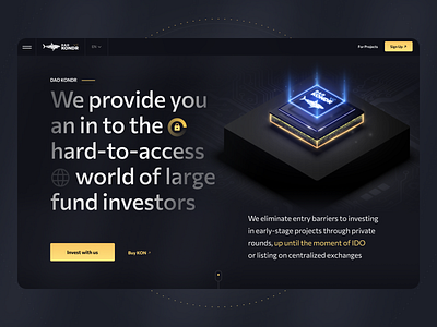 DAO KONDR: Header Landing Page bitcoin blockchain crypto cryptocurrency dao dark dashboard defi etherium finance fintech game design graphic design illustration interface product design token ui design wallet web design