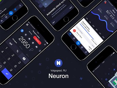 Neuron app – Advanced Record Tracking app dark design finance graphic illustrations interface ios money ui ux