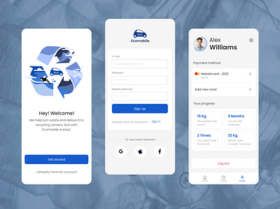 Ecomobile (application for those who sort waste) app design diagram ecology illustration mobile app mobile design product design recycling ui ui design ux