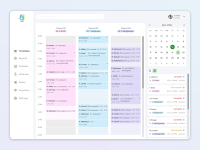 Schedule for dental clinic app dashboard dentist timetable design product drsign schedule timetable ui ui design ux