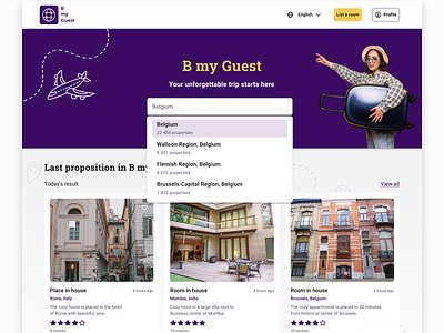 Web application for finding housing booking design housing purple ui ux web web app