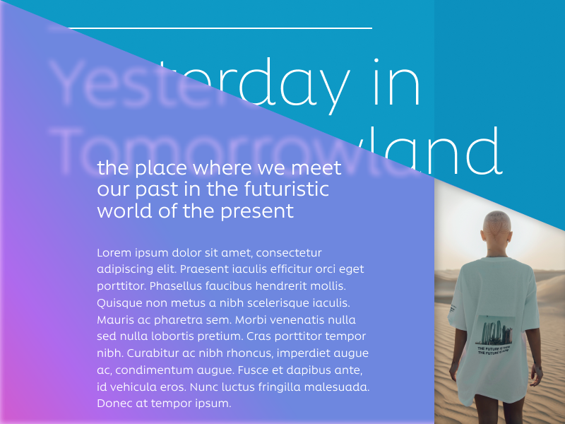 Tomorrowland editorial article text interface ui design